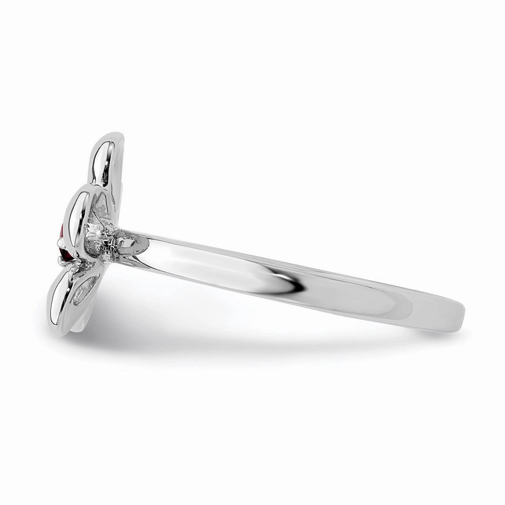 Sterling Silver Stackable Expressions Polished Garnet Flower Ring | QSK120