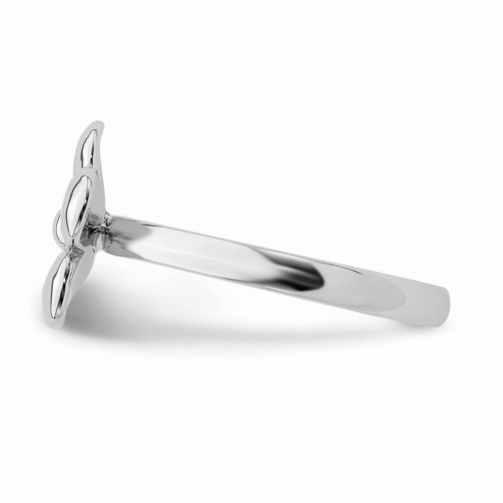 Sterling Silver Stackable Expressions Polished White Enameled Flower Ring | QSK124