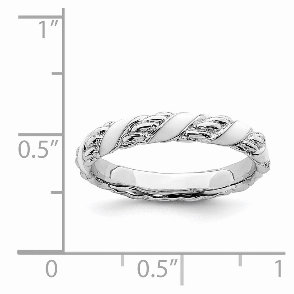 Sterling Silver Stackable Expressions Polished White Enameled Ring | QSK571