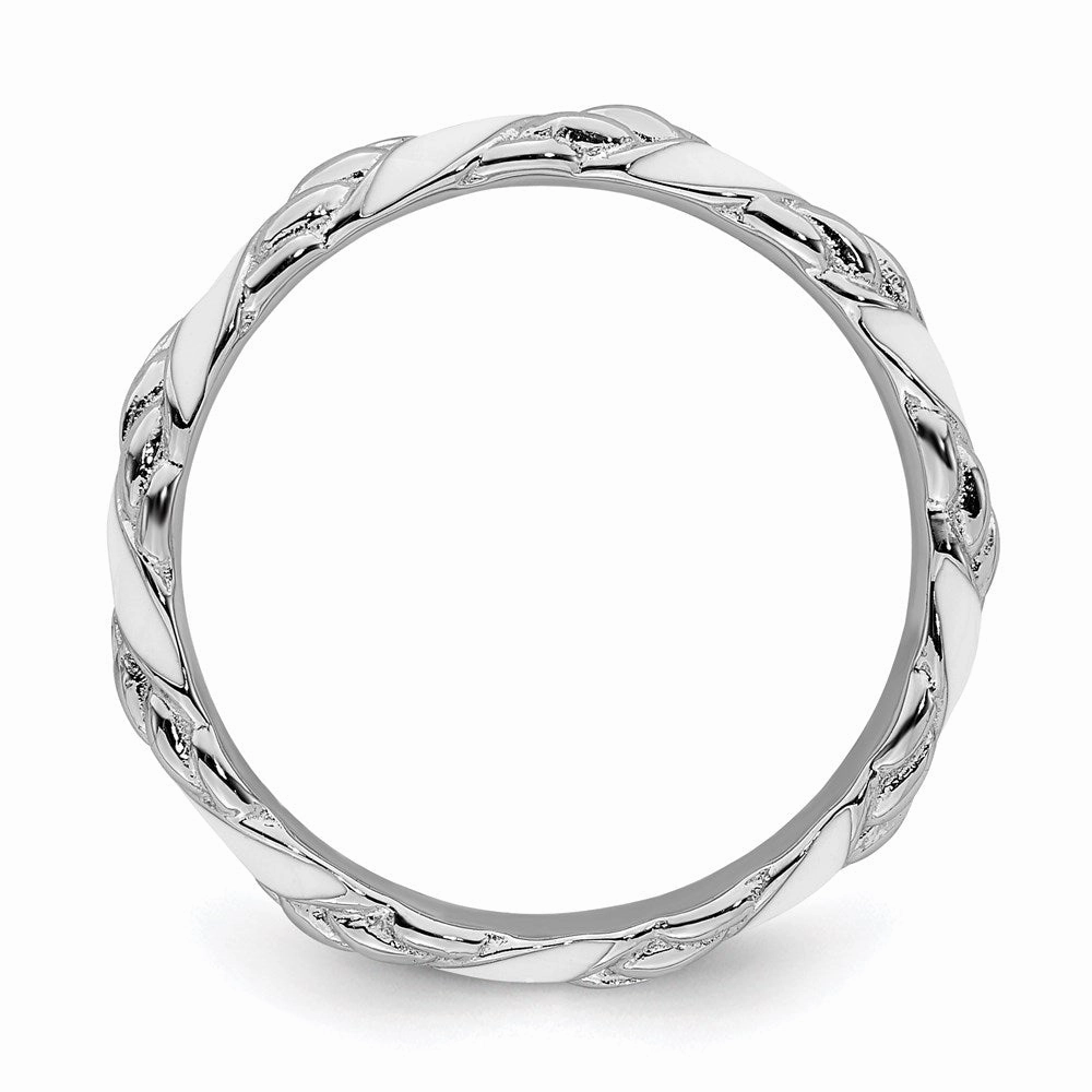 Sterling Silver Stackable Expressions Polished White Enameled Ring | QSK571