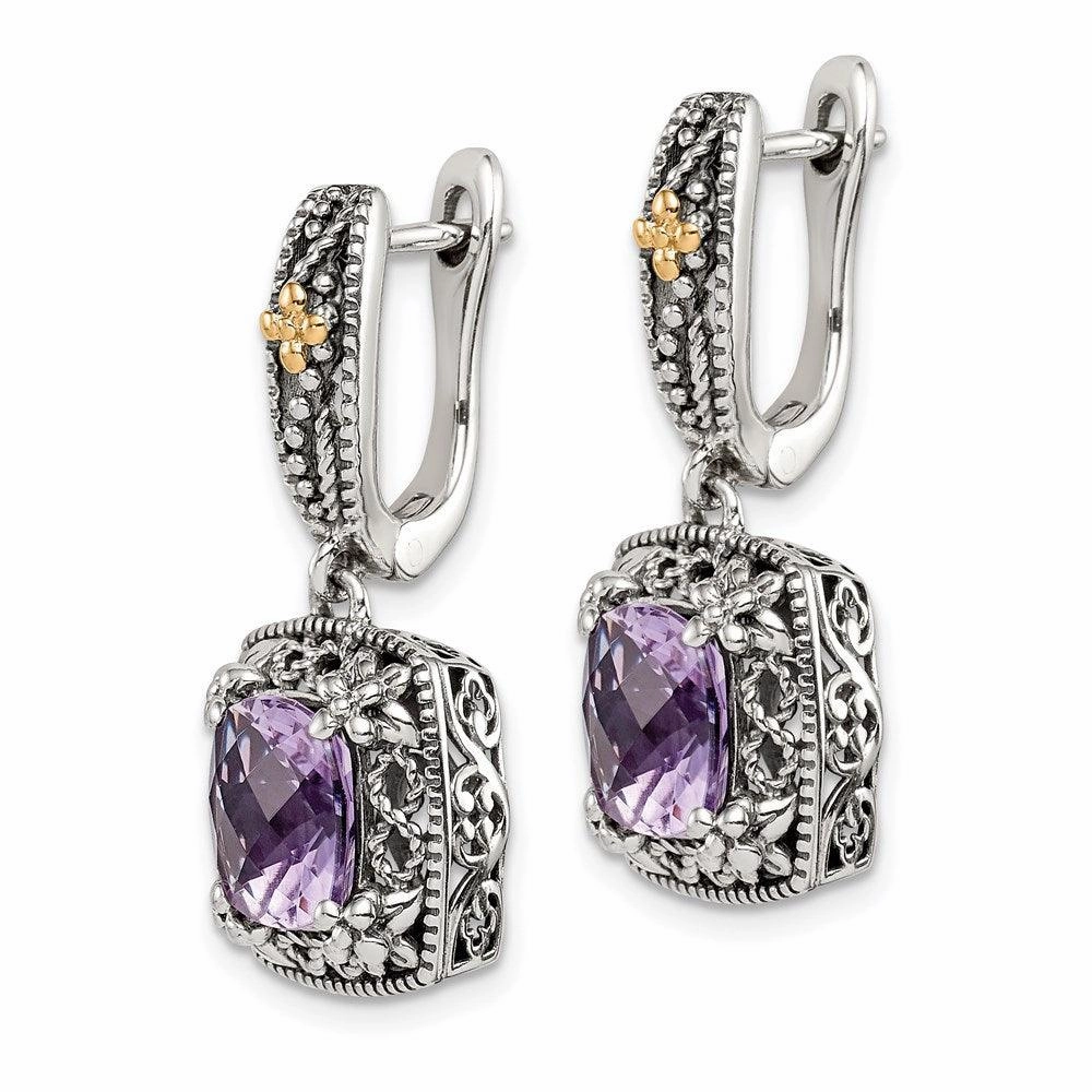 Sterling Silver w/ 14k Polished Amethyst Earrings