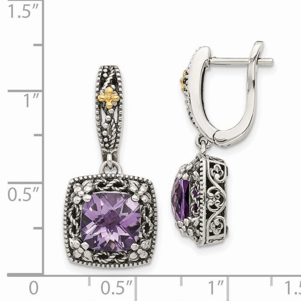 Sterling Silver w/ 14k Polished Amethyst Earrings