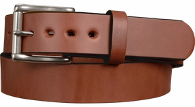 The Eastwood: Men's Medium Brown Non Stitched Leather Belt Max Thick 1.50"