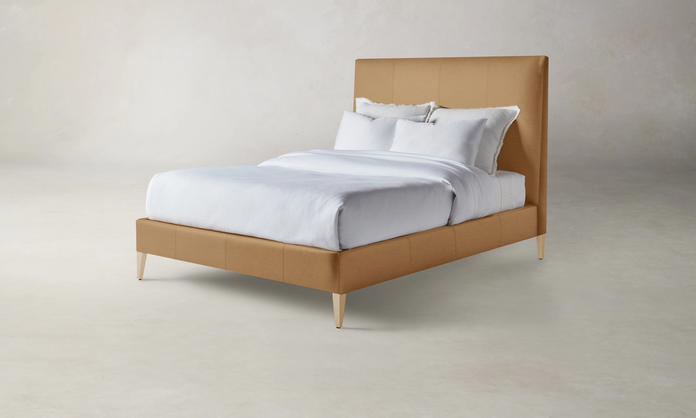 The Essex Bed - Pebbled Leather Latte