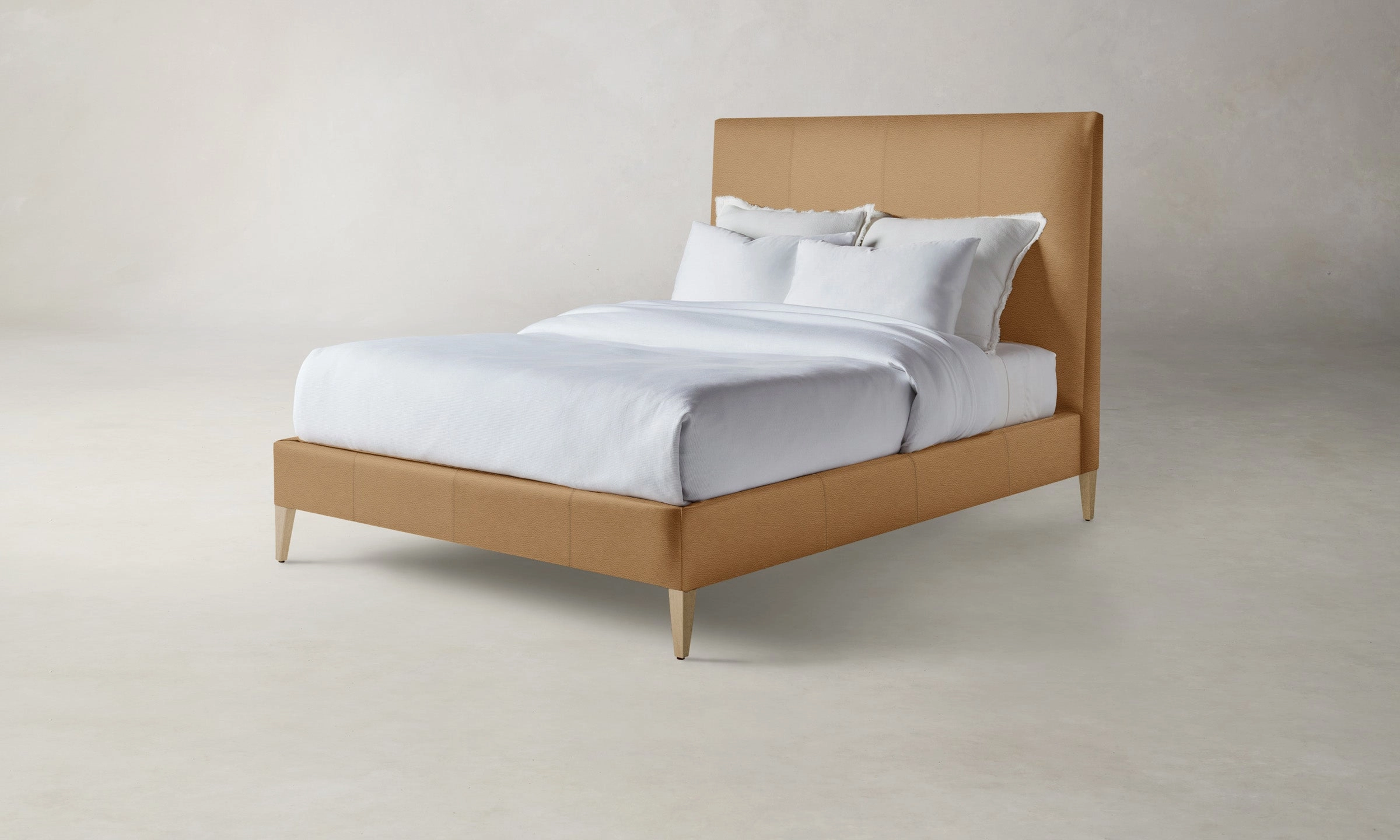 The Essex Bed - Pebbled Leather Latte
