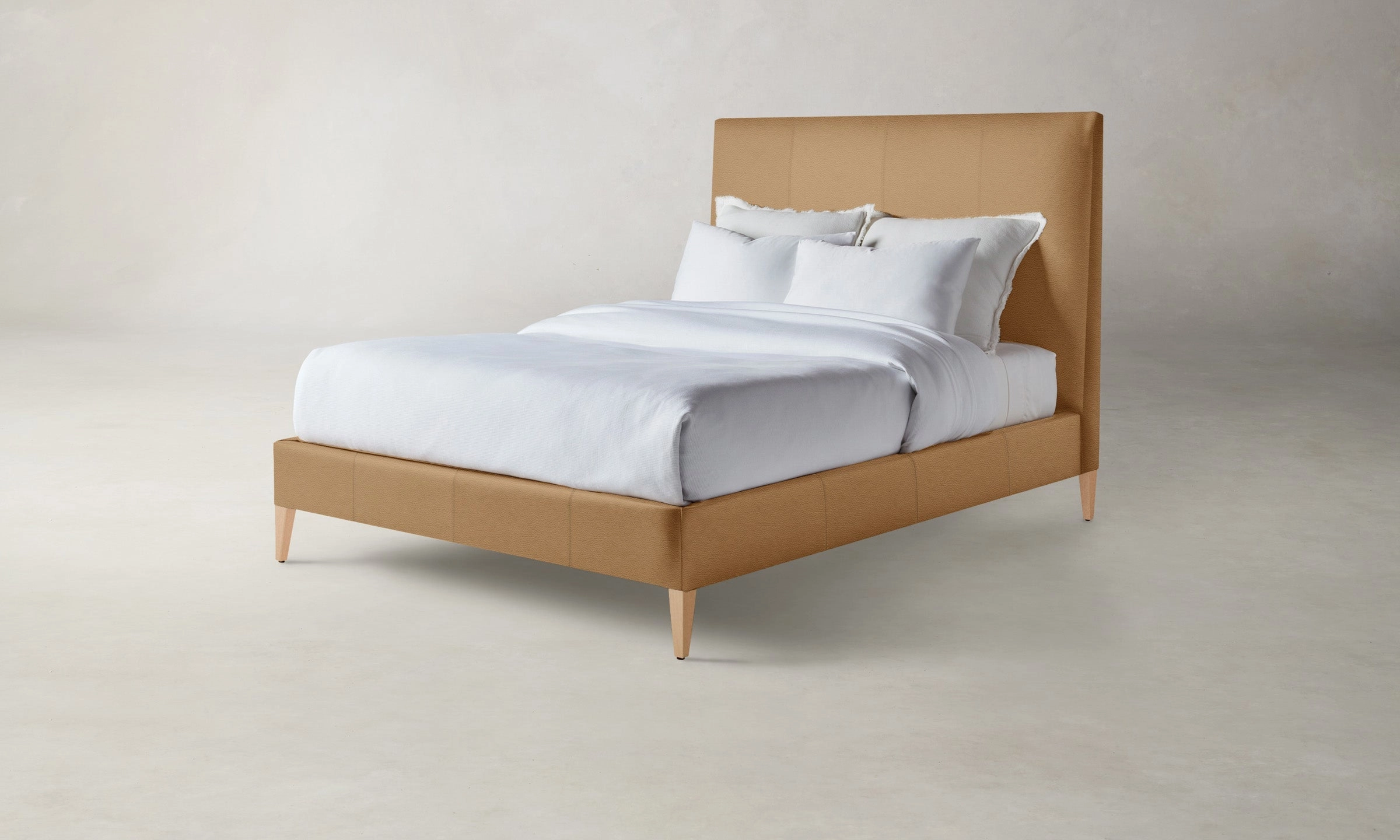 The Essex Bed - Pebbled Leather Latte