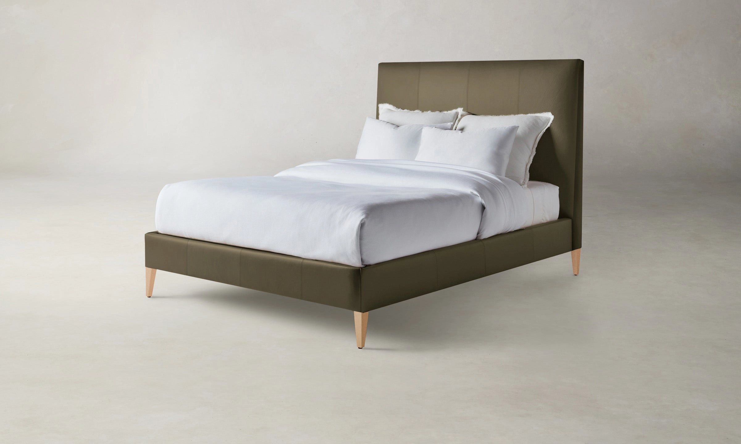 The Essex Bed - Pebbled Leather Truffle
