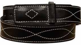 The Pit Boss: Black Figure 8 White Stitched Buckle-less Ball Hook 1.50"