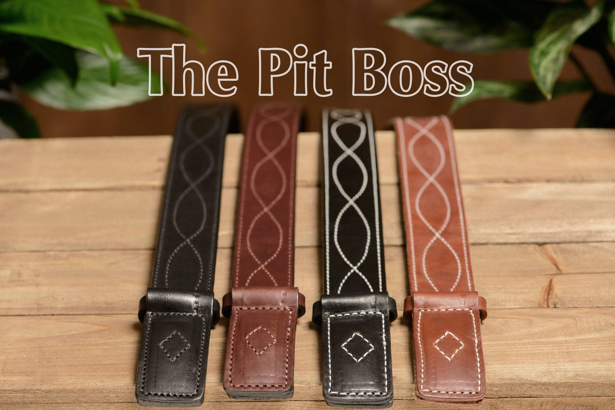 The Pit Boss: Brown Figure 8 Brown Stitched Buckle-less Ball Hook 1.50"