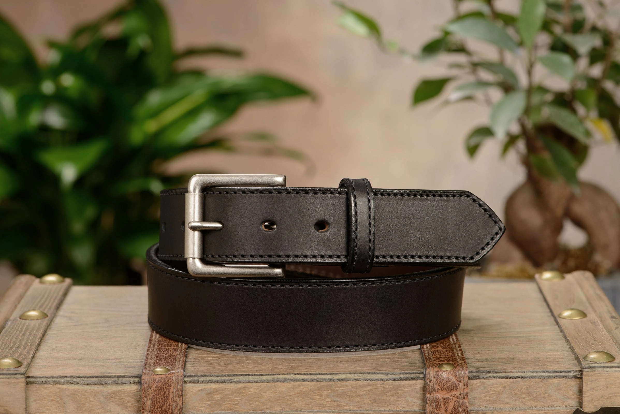 The Rockefeller: Black Stitched Oil Tanned 1.50"