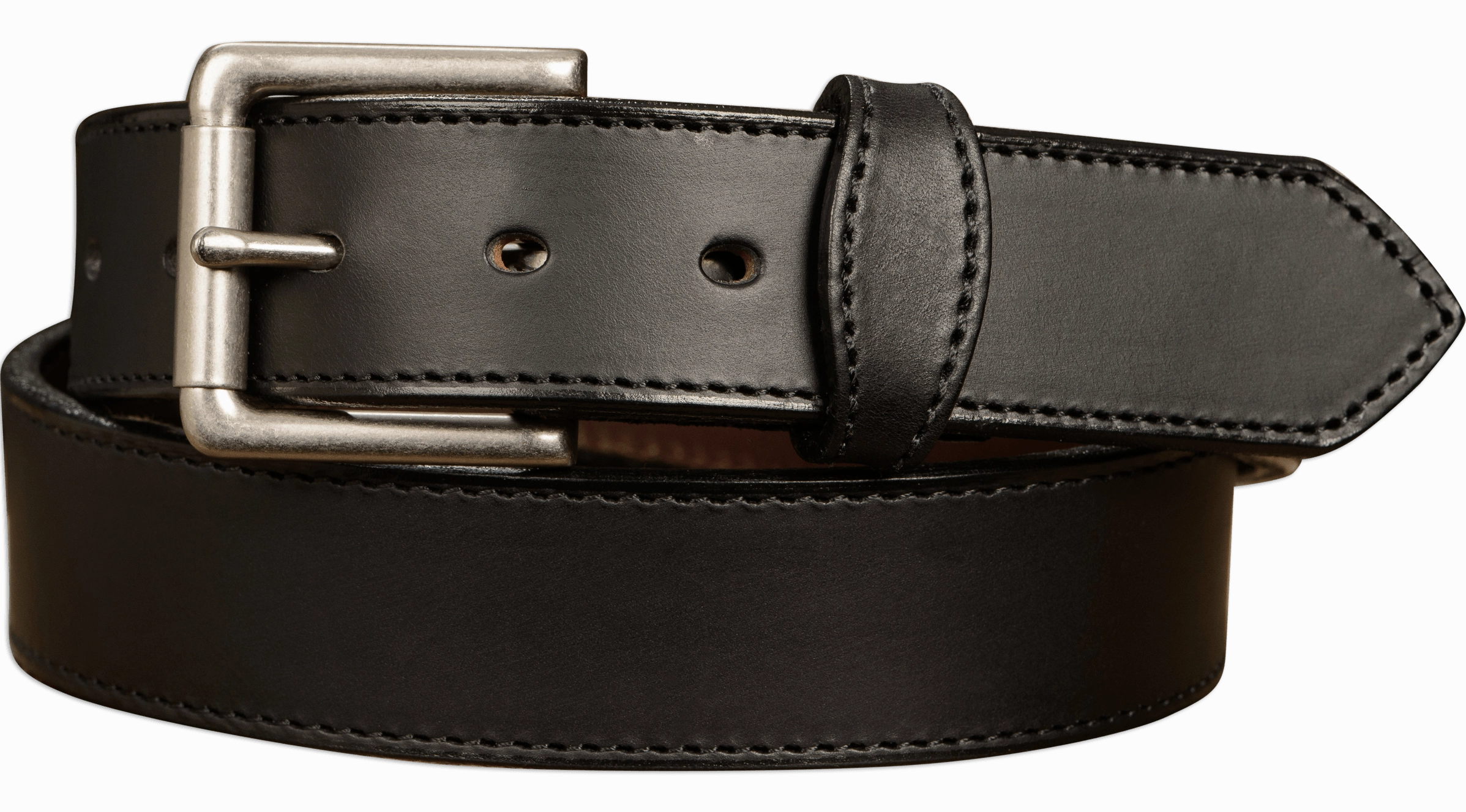 The Rockefeller: Black Stitched Oil Tanned With Scalloped Ends 1.50"