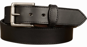 The Rockefeller: Black Stitched Oil Tanned With Scalloped Ends 1.50"