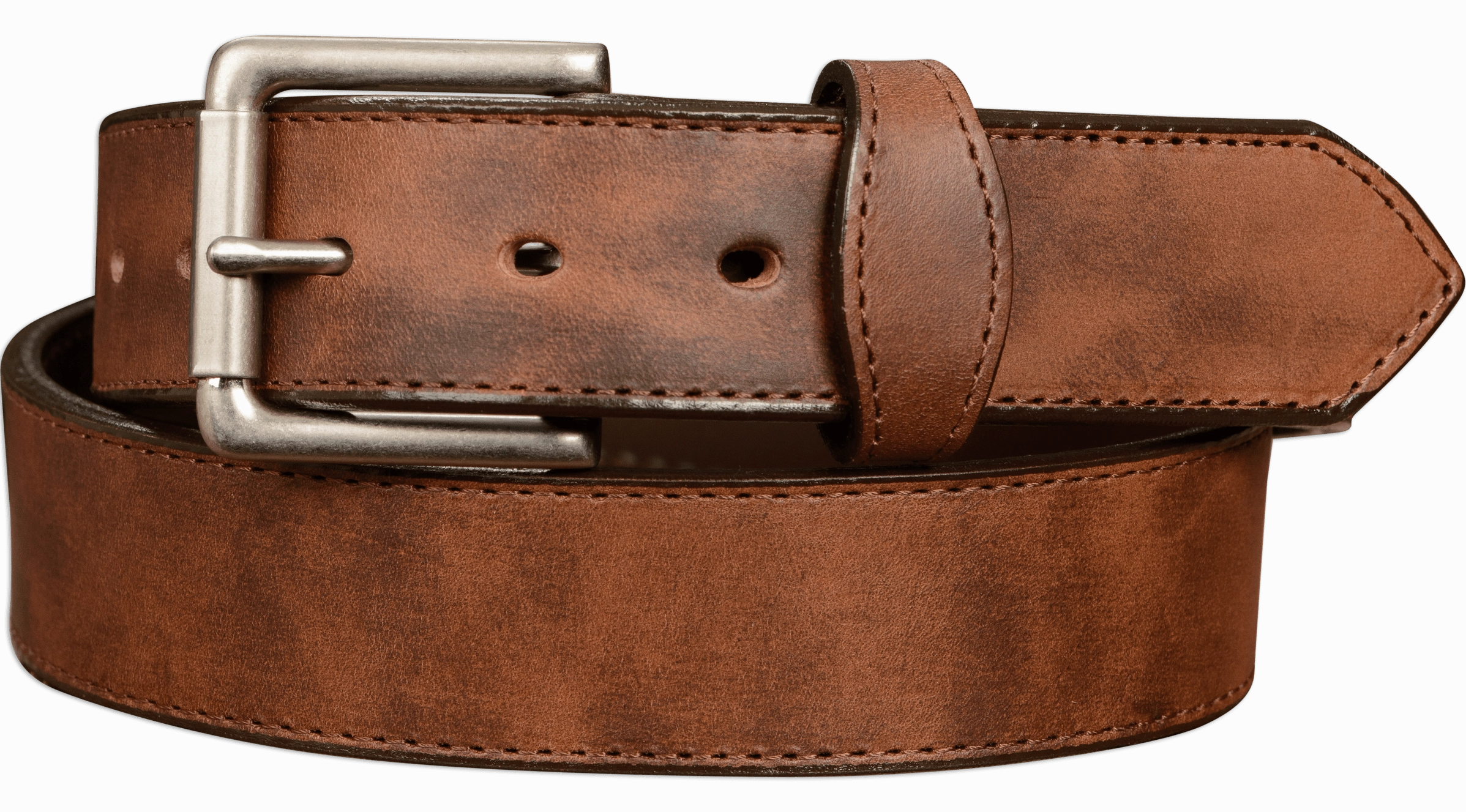 The Rockefeller: Brown Stitched Oil Tanned With Scalloped Ends 1.50"