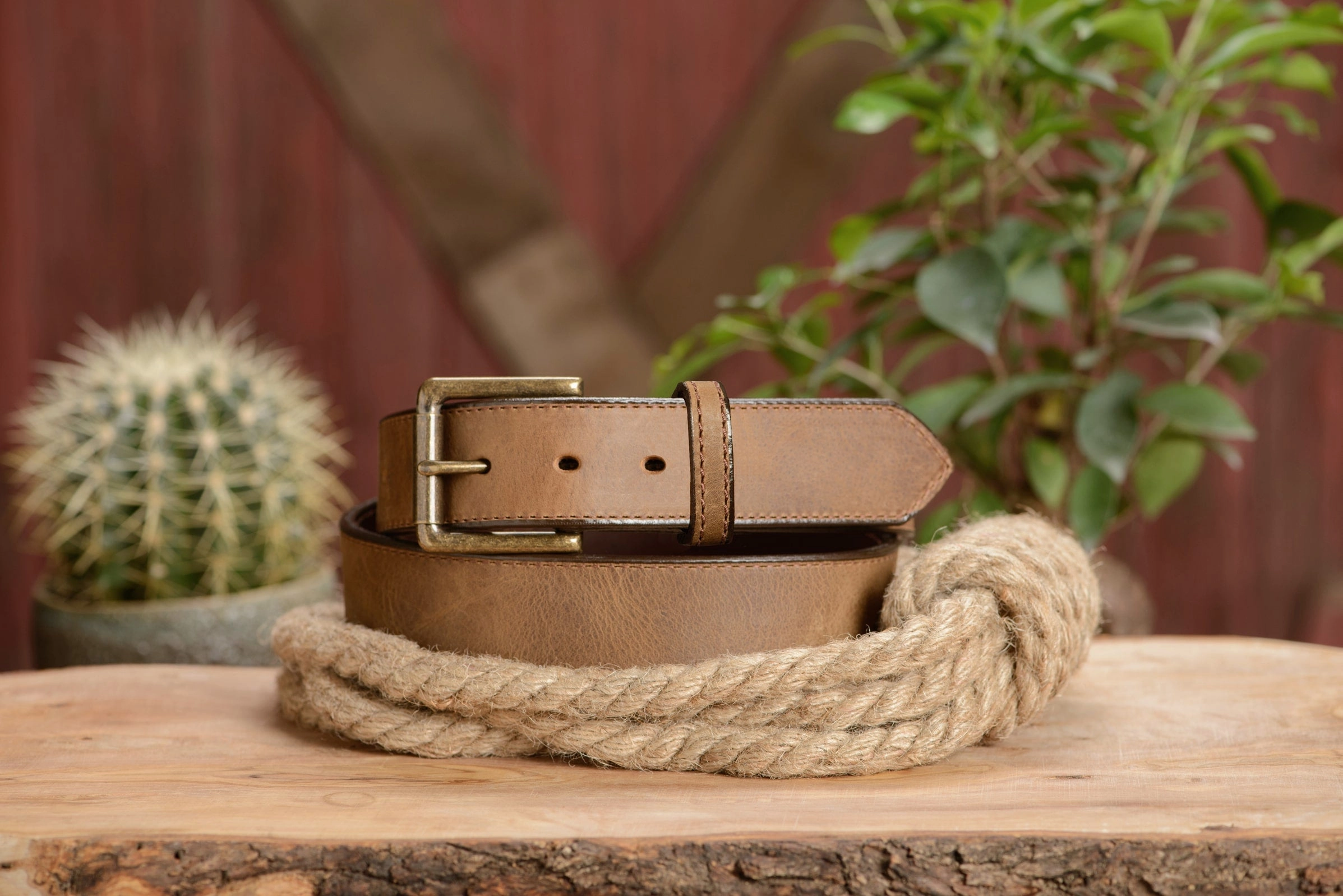 The Rockefeller: Rustic Tan Stitched Oil Tanned 1.50"