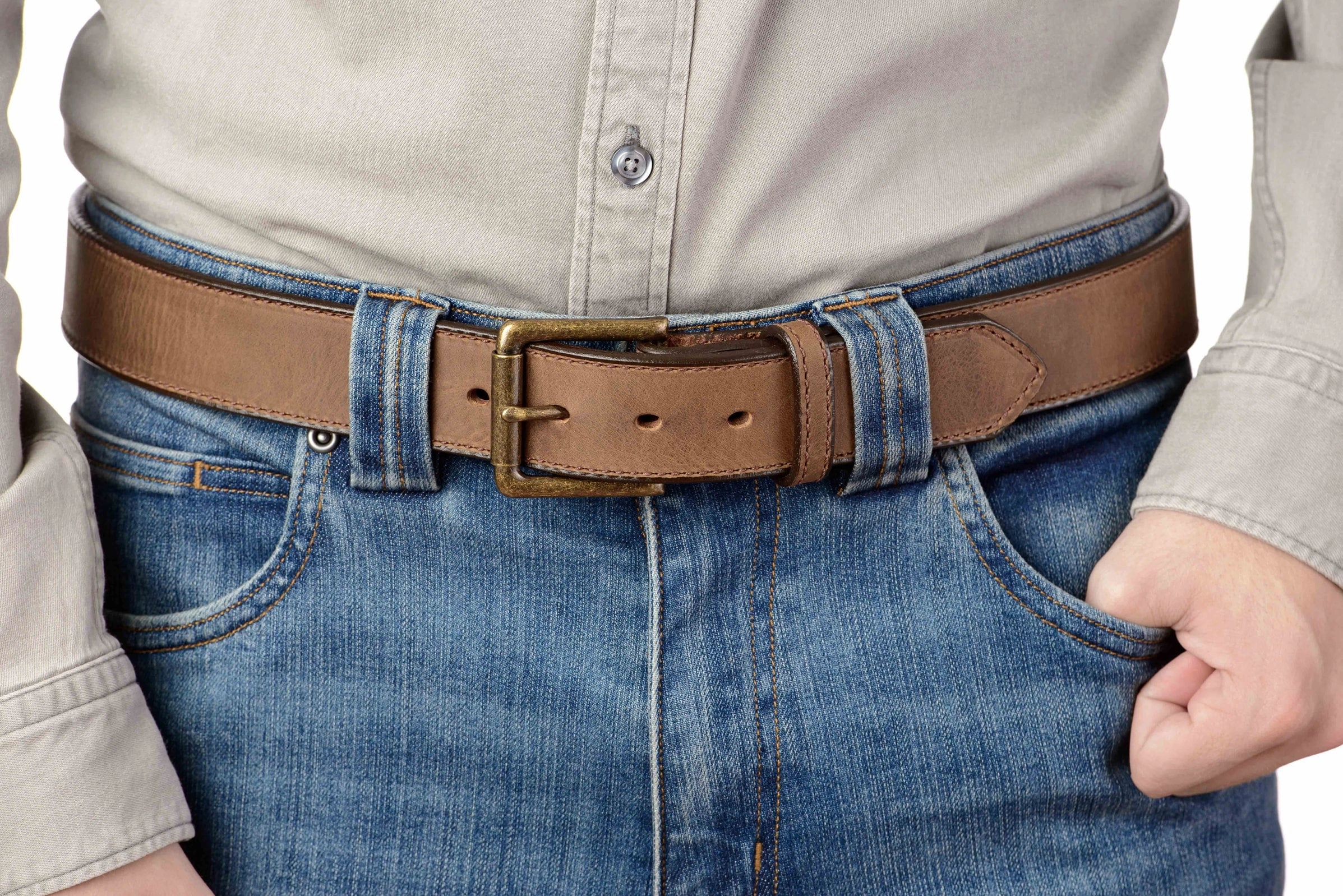 The Rockefeller: Rustic Tan Stitched Oil Tanned 1.50"