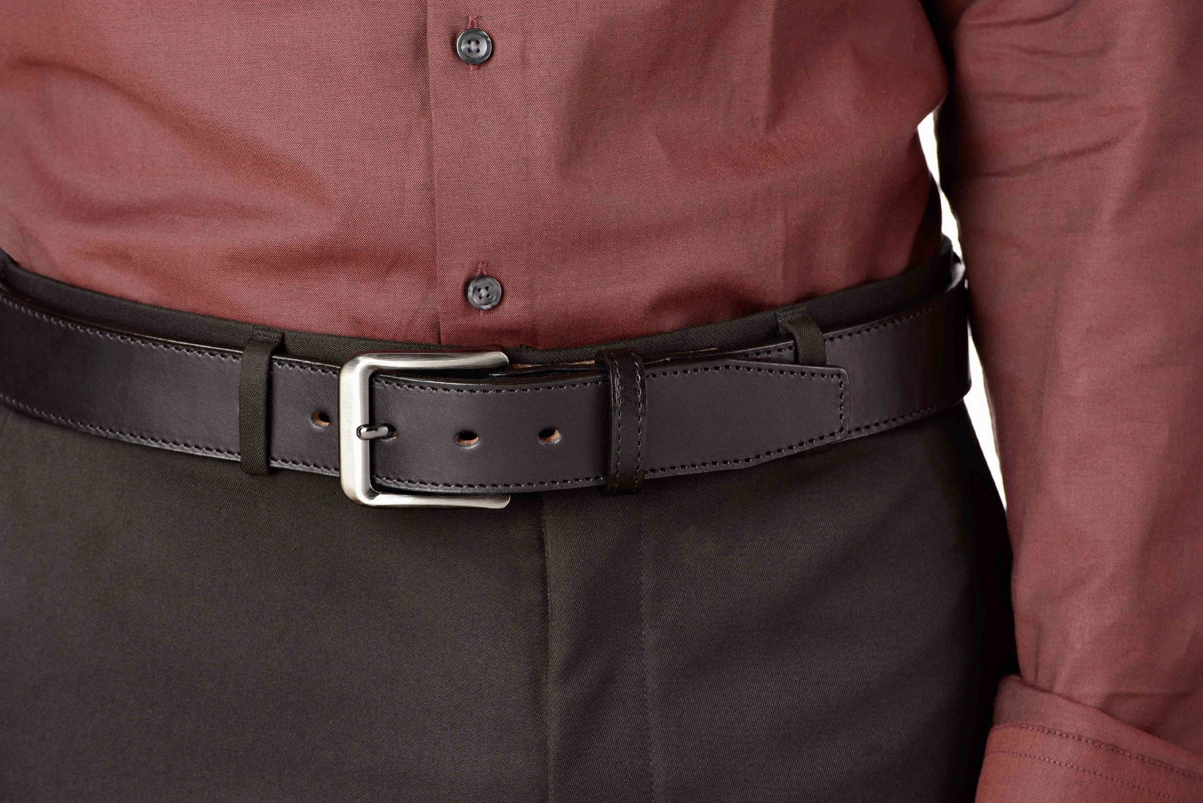The Stallion: Black Stitched Italian Leather 1.50"