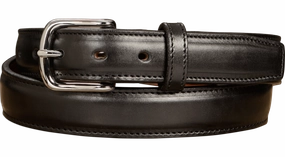 The Stallion: Men's Black Stitched Italian Leather Belt 1.25"