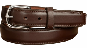 The Stallion: Men's Chocolate Brown Stitched Italian Leather Belt With Chrome Buckle 1.25"