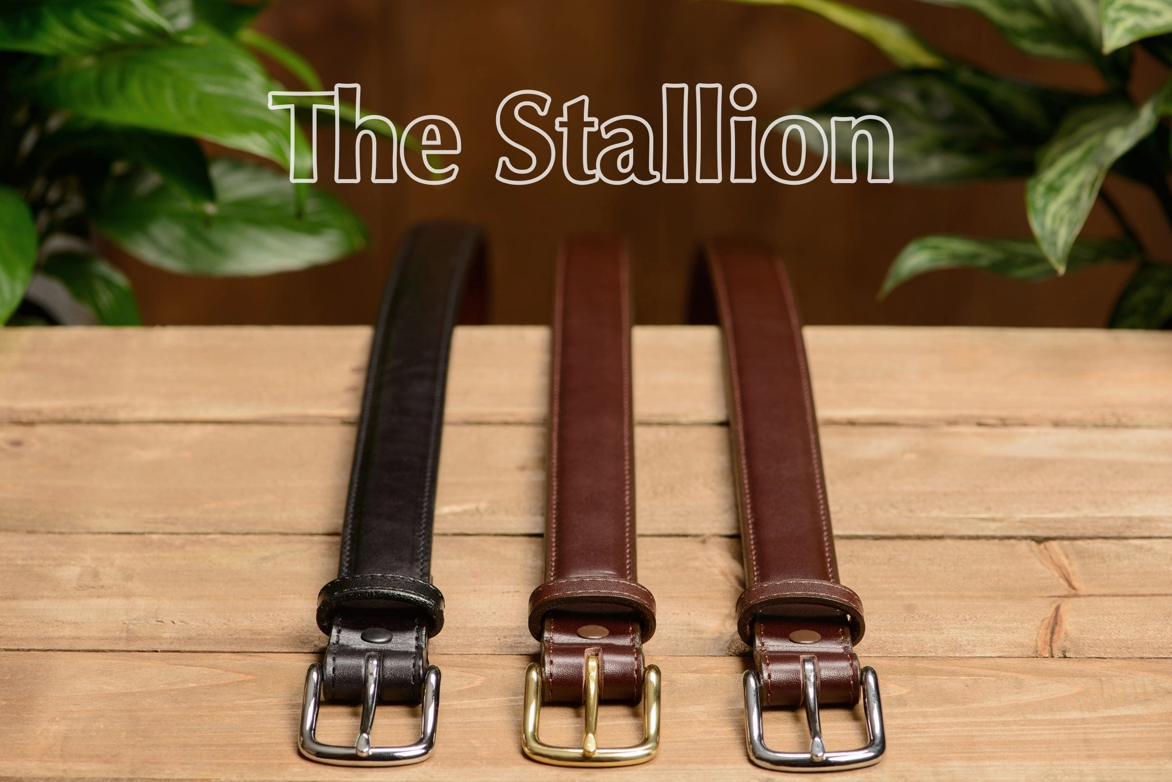 The Stallion: Men's Chocolate Brown Stitched Italian Leather With Steel Core And Chrome Buckle 1.25"