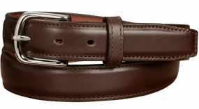The Stallion: Men's Chocolate Brown Stitched Italian Leather With Steel Core And Chrome Buckle 1.25"