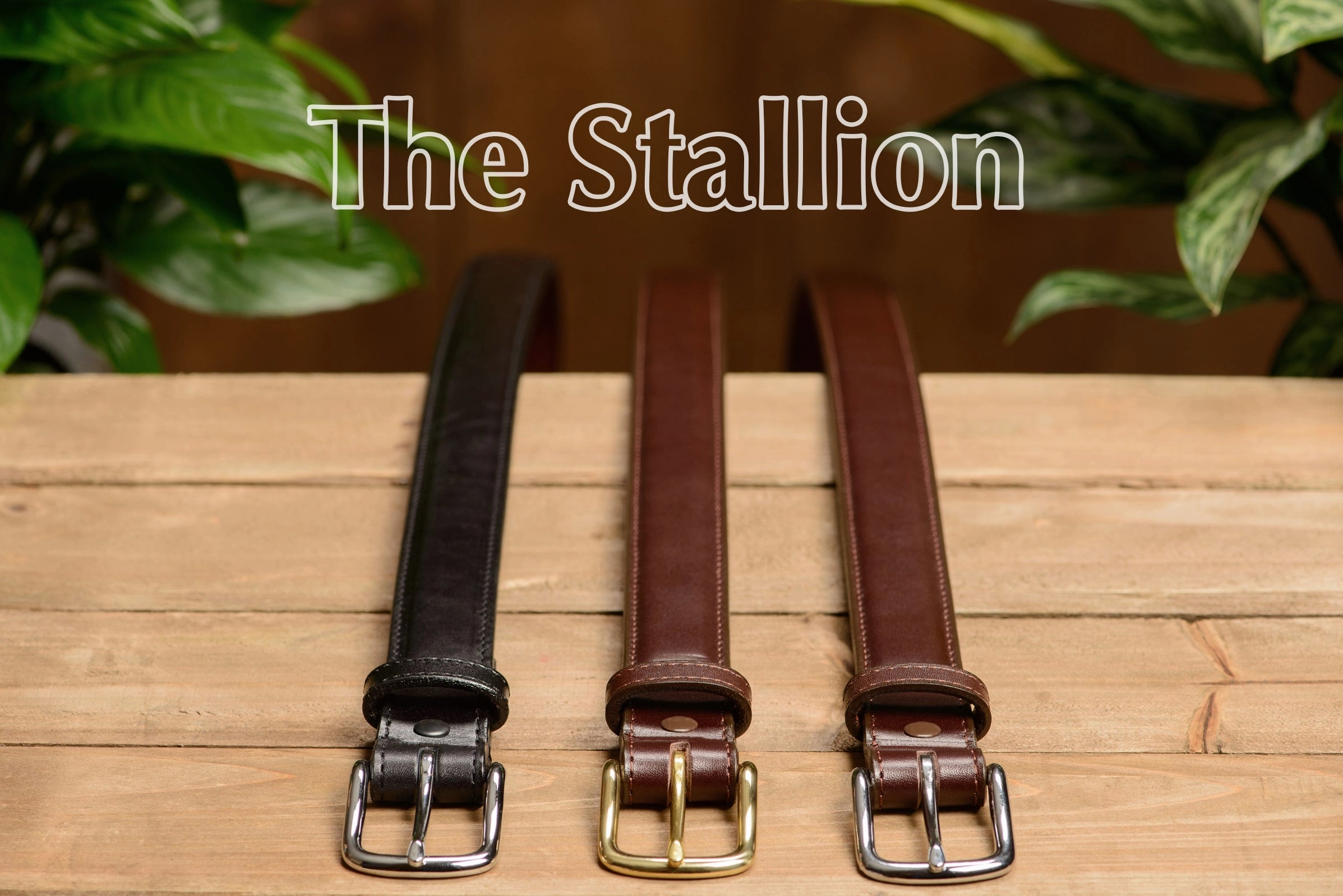 The Stallion: Men's Chocolate Brown Stitched Italian Leather With Steel Core And Chrome Buckle 1.25"