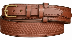 The Walker: Medium Brown Stitched Basket Weave Ranger 1.50"
