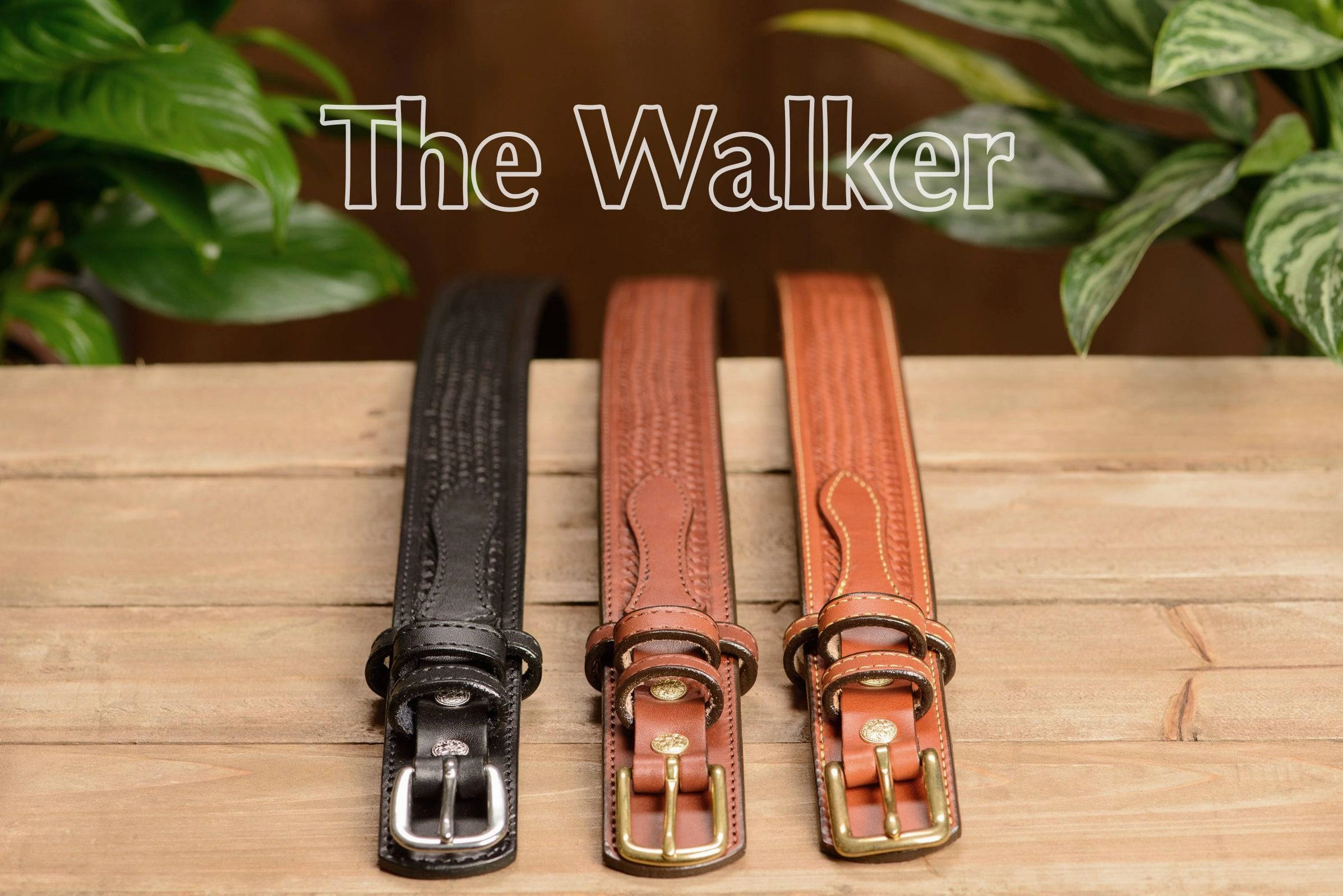 The Walker: Medium Brown Stitched Basket Weave Ranger 1.50"