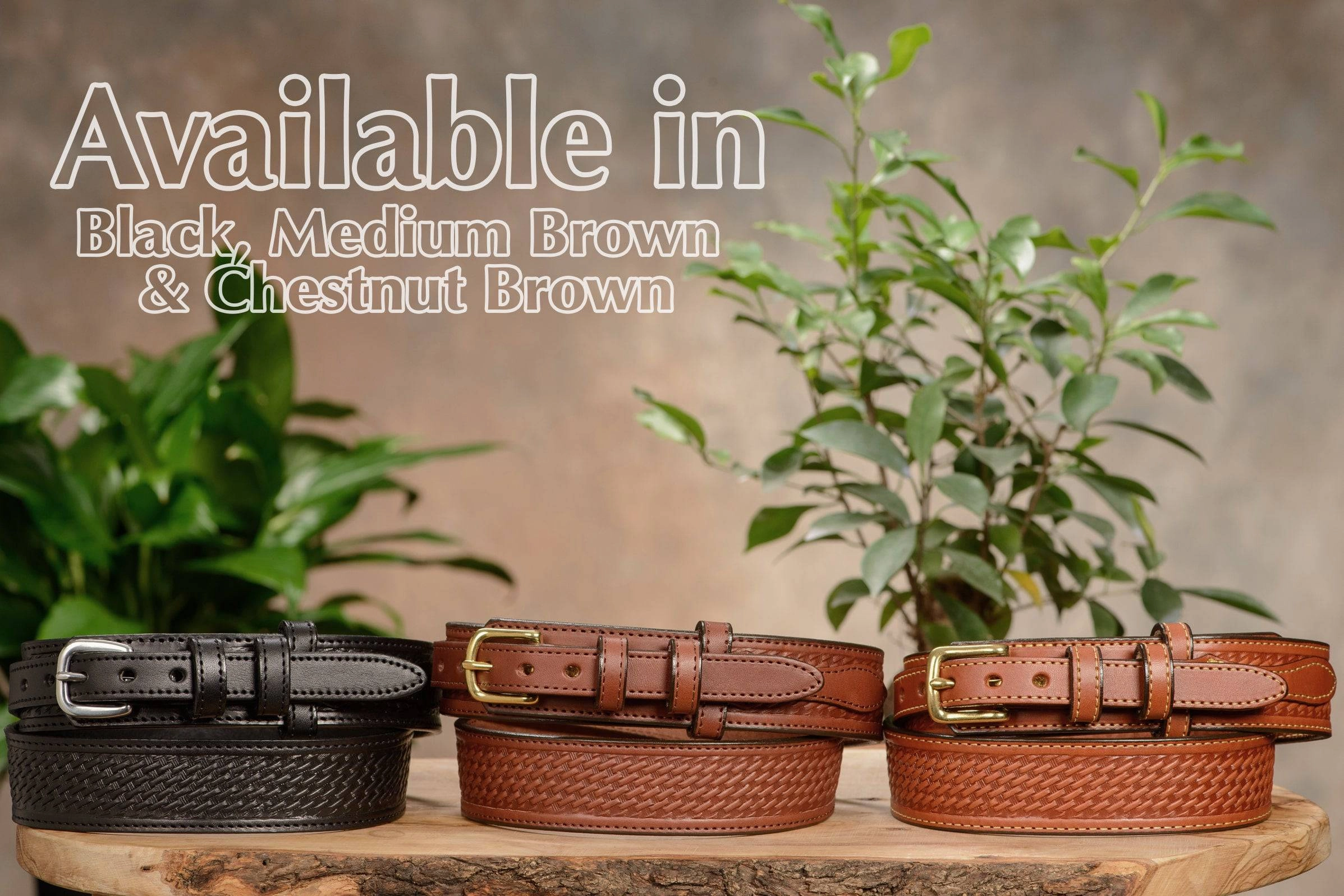 The Walker: Medium Brown Stitched Basket Weave Ranger 1.50"