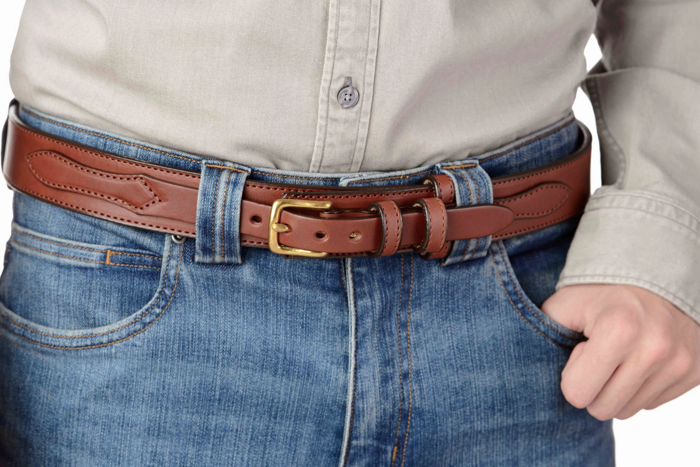 The Walker: Medium Brown Stitched Ranger 1.50"