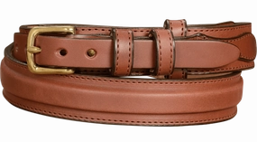 The Walker: Men's Medium Brown Stitched Ranger Leather Belt 1.25"