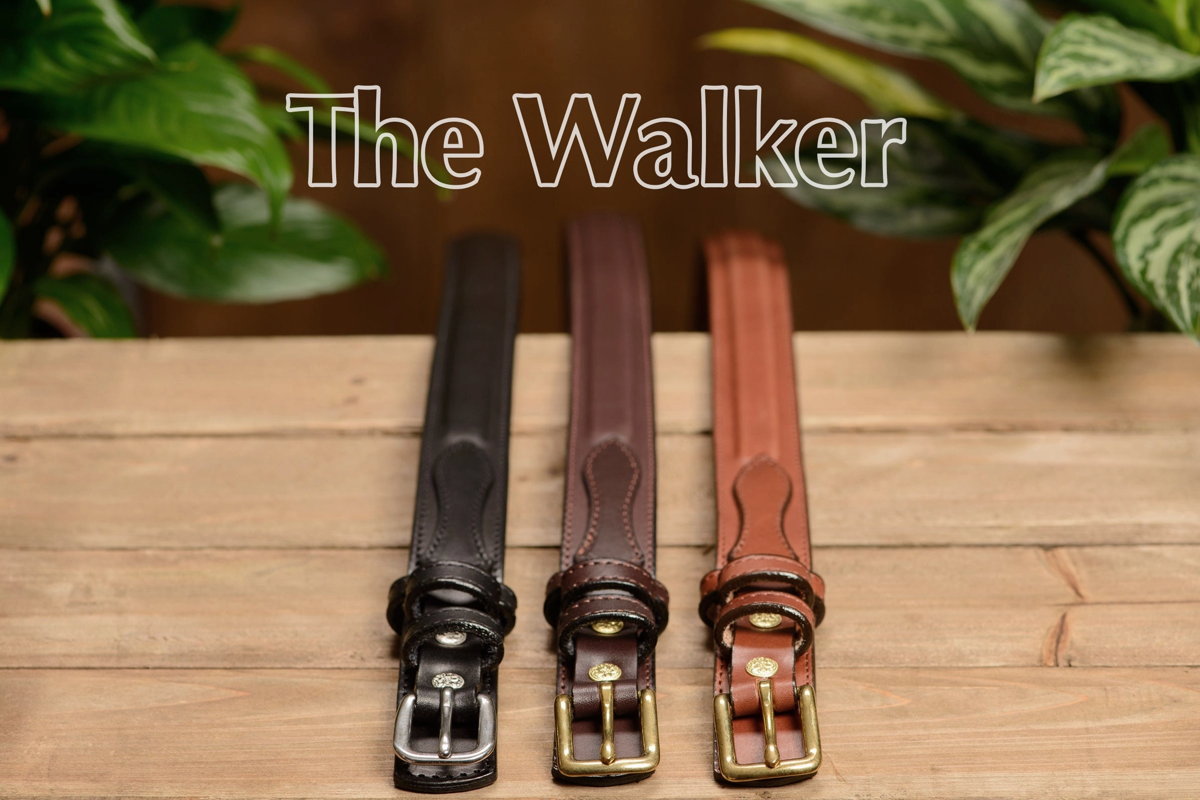 The Walker: Men's Medium Brown Stitched Ranger Leather Belt 1.25"