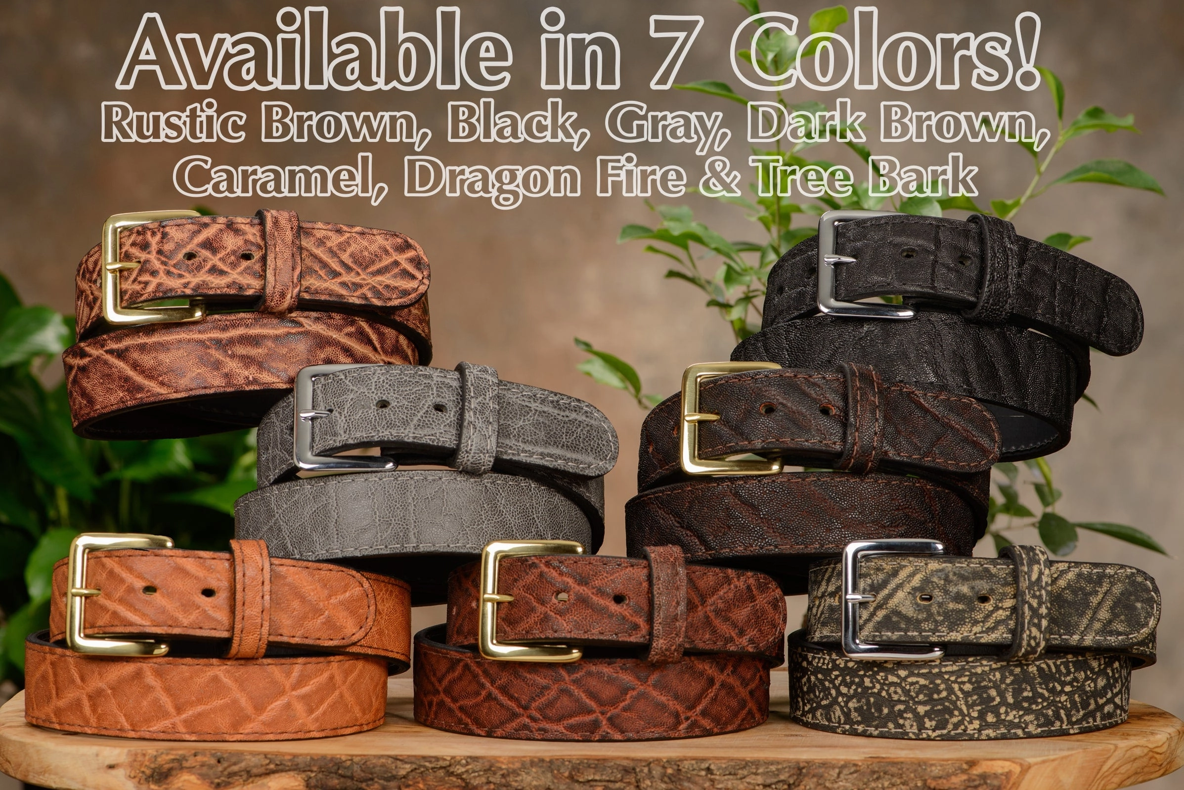 Tree Bark Elephant Money Belt With 25" Zipper 1.50" Wide