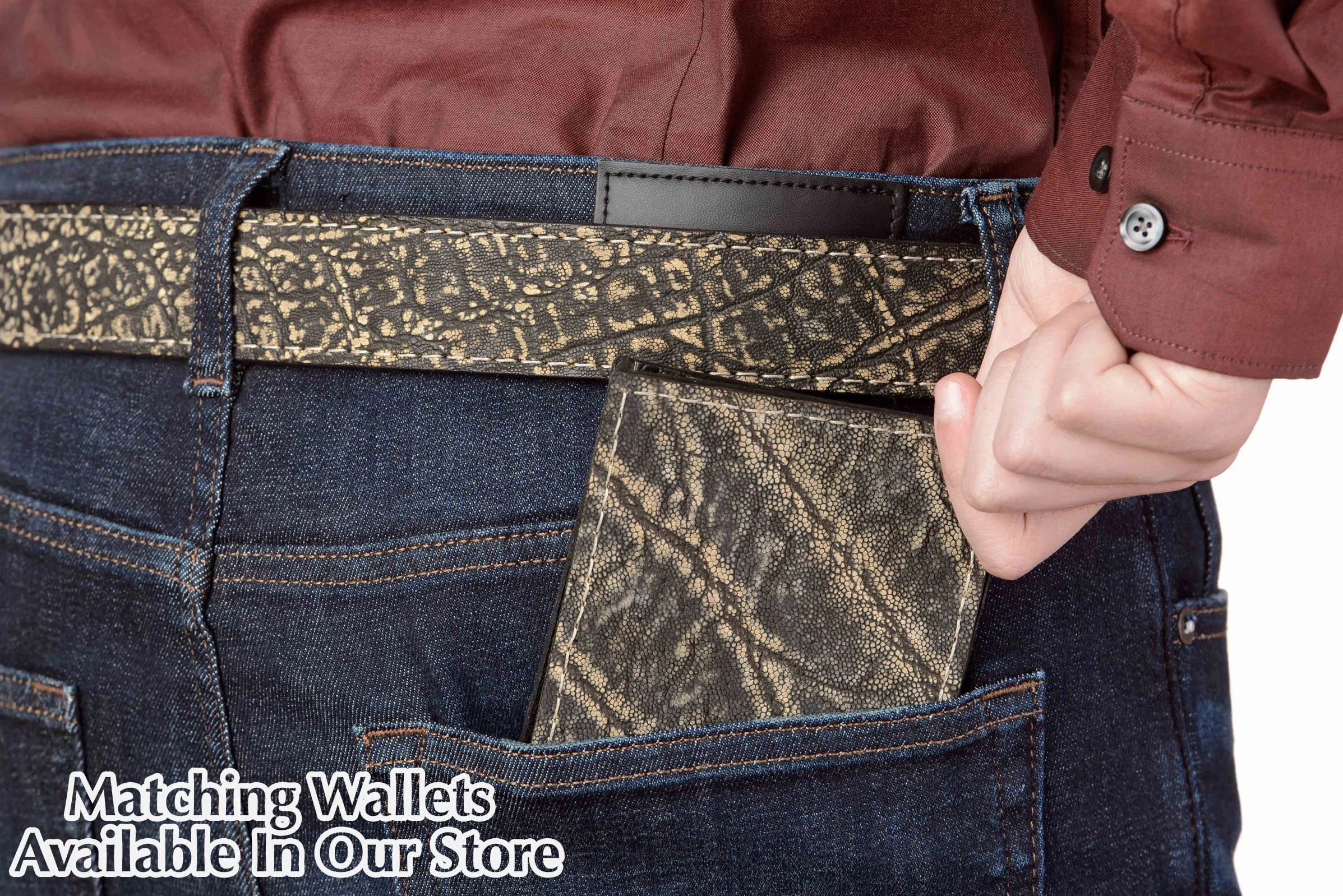 Tree Bark Elephant Money Belt With 25" Zipper 1.50" Wide