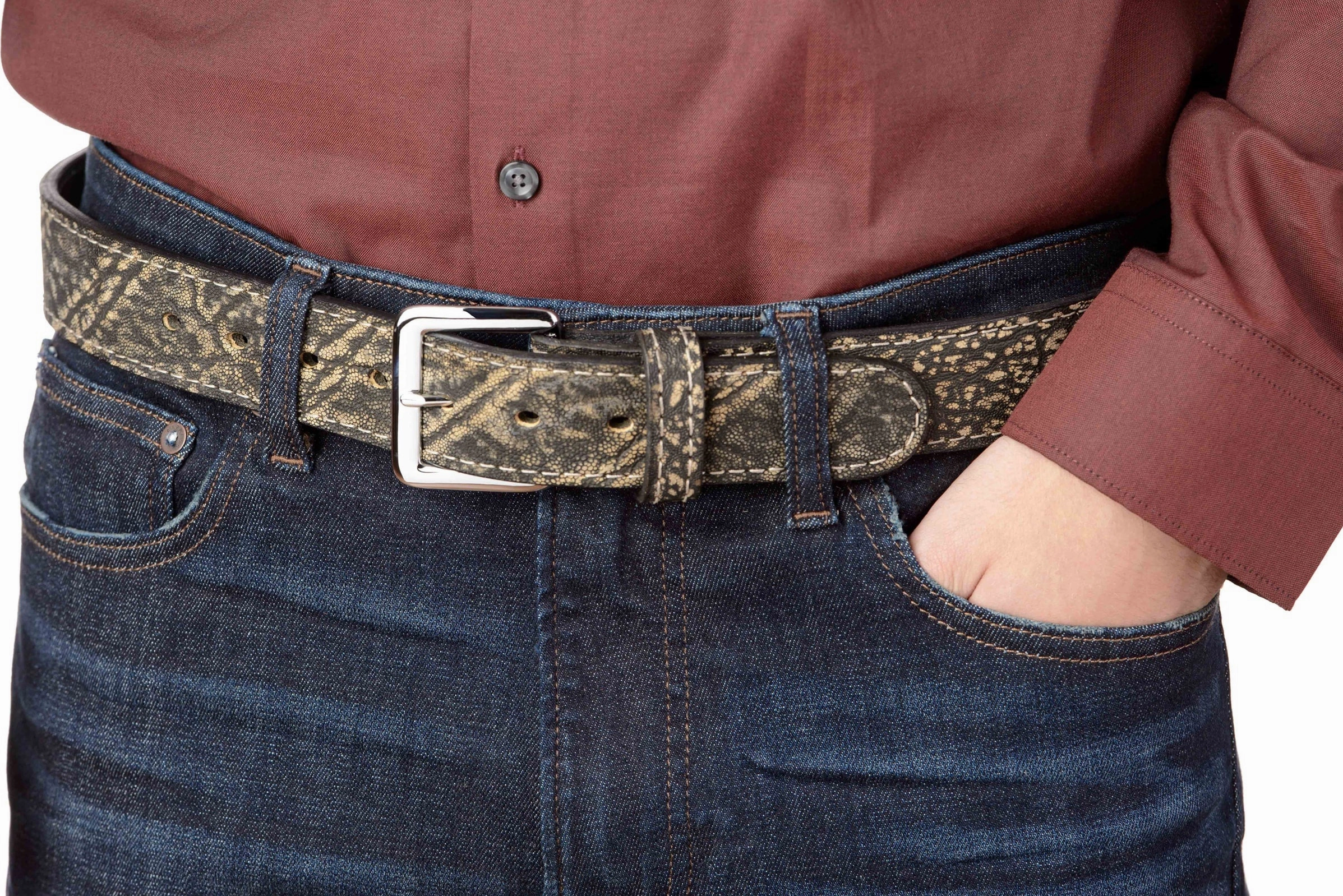 Tree Bark Elephant Money Belt With 25" Zipper 1.50" Wide