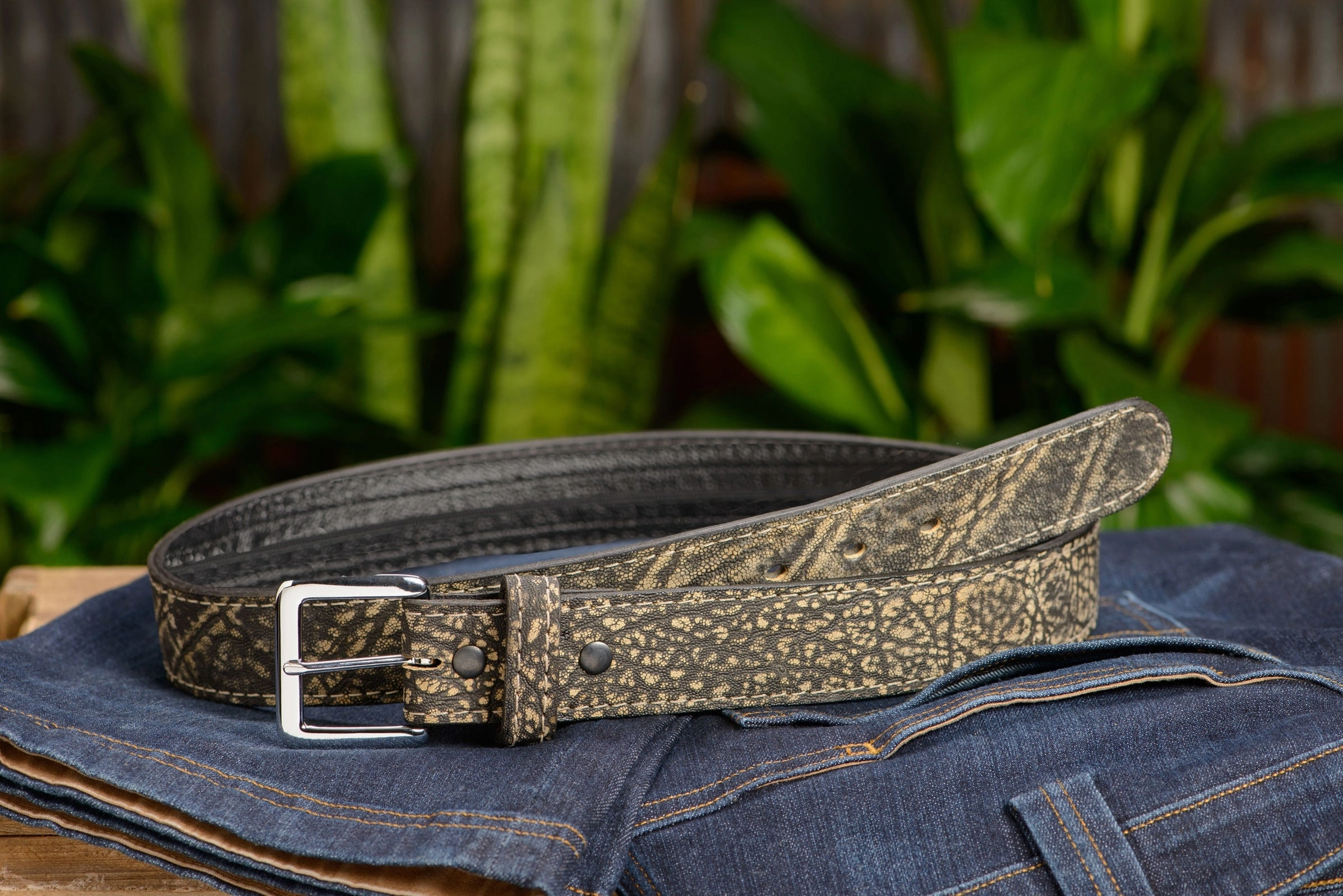 Tree Bark Elephant Money Belt With 25" Zipper 1.50" Wide