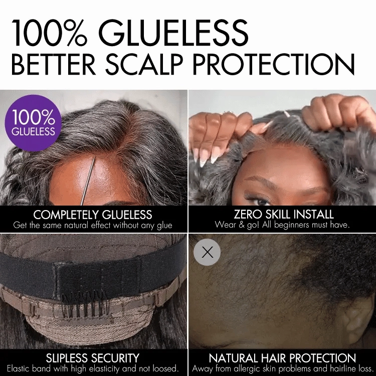 Weekly Special  | Layered Blowout Salt and Pepper Glueless Grey Wig Minimalist HD Lace Shoulder Length Wavy Wig